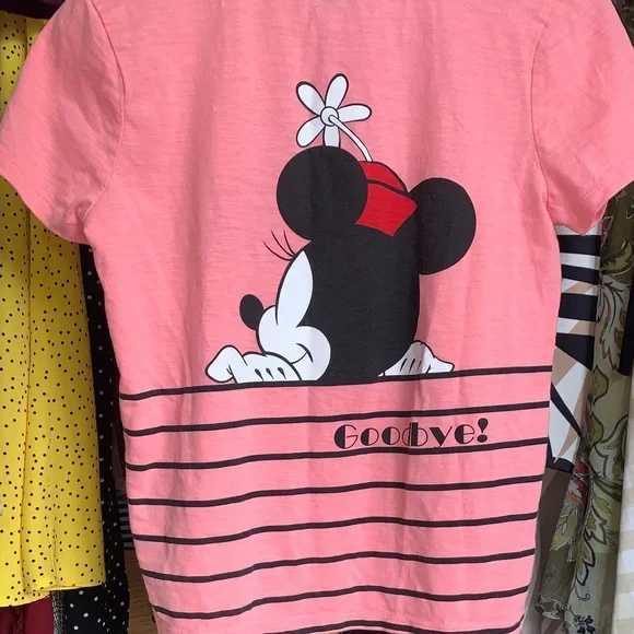 Disney Coral Pink Minnie Mouse Short Sleeve Tee size Small PTP 19 - Picture 5 of 5